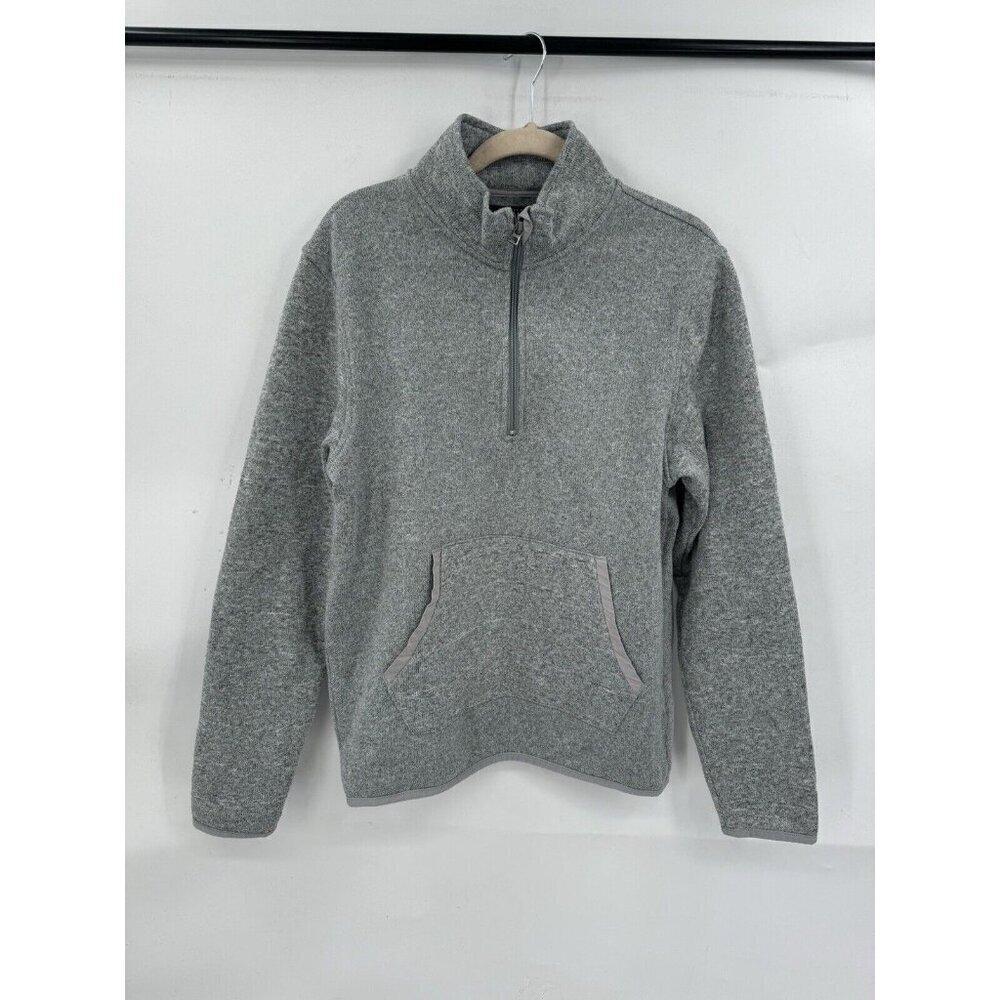 J. Crew Mercantile Quarter Zip Pullover Men‎ S Silver Marled Fleece Sweatshirt
